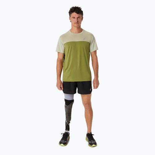 Футболка для бігу чоловіча ASICS Race Top performance dried leaf green/cactus