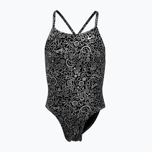 Дитячий суцільний купальник Nike Hydrastrong Charms Multi Print Lace Up Back чорний