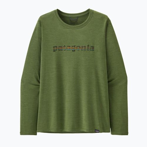 Кофта жіноча Patagonia Cap Cool Daily Graphic Shirt 73 text logo/terrain green x-dye