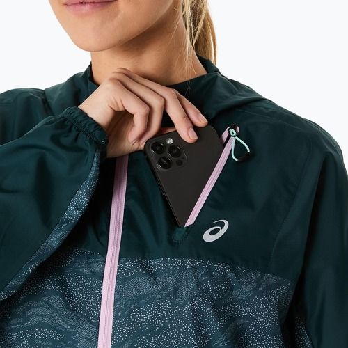 Куртка для бігу жіноча ASICS Fujitrail Packable saxon green/light ube