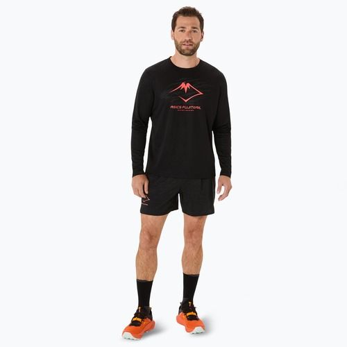 Лонгслів для бігу чоловічий ASICS Fujitrail Logo performance black/carbon/coral reefl