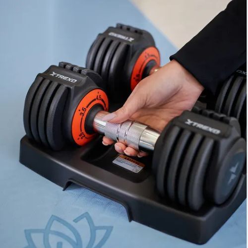 Комплект гантелей регульованих TREXO 2 x 5,75 кг чорний