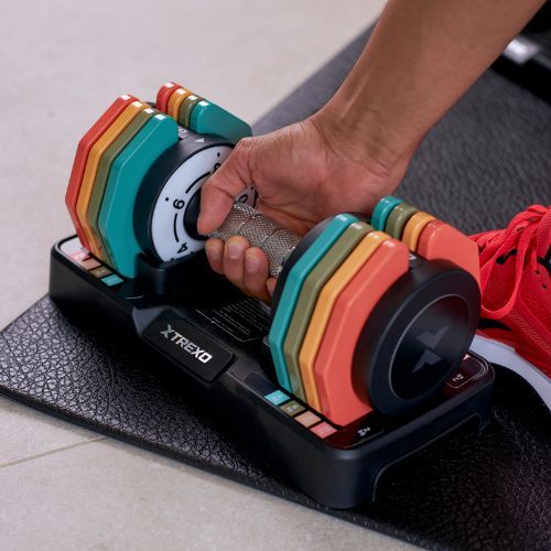 Комплект гантелей регульованих TREXO 2 x 10 кг multicolor