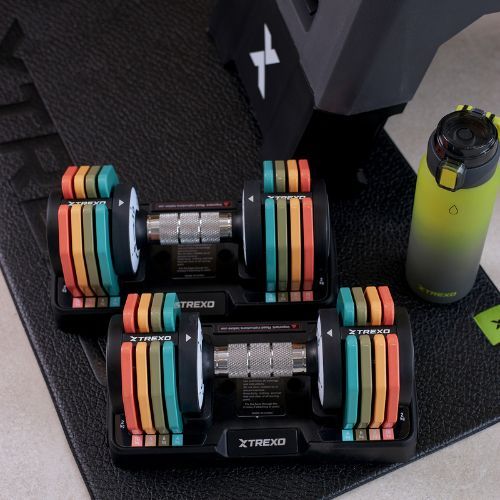 Комплект гантелей регульованих TREXO 2 x 10 кг multicolor