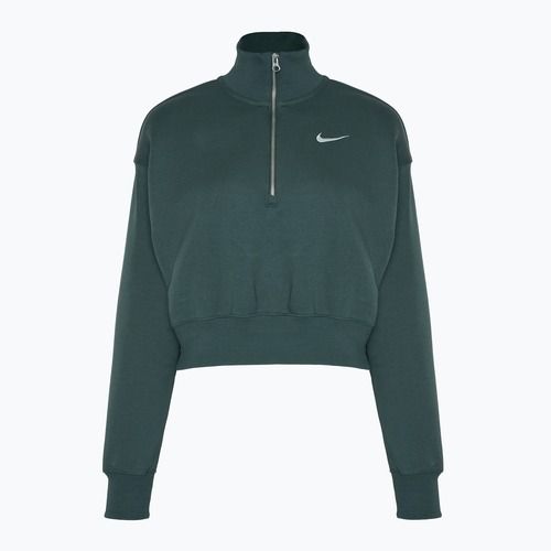 Жіночий спортивний світшот Nike Phoenix Fleece 1/2 на блискавці укорочений вінтажний зелений / вітрильний