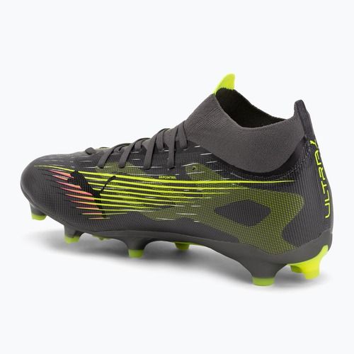 Кросівки футбольні чоловічі PUMA Ultra 5 Match+ FG/AG matte aged silver/yellow alert/puma aged silver
