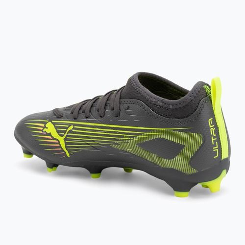 Кросівки футбольні дитячі PUMA Ultra 5 Match FG/AG Jr matte aged silver/yellow alert/puma aged silver