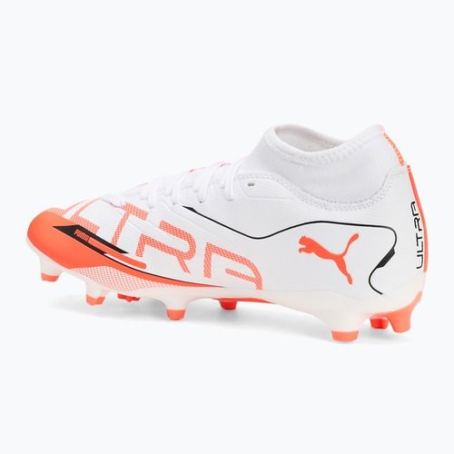 Кросівки футбольні чоловічі PUMA Ultra 5 Play+ FG/AG puma white/puma black/glowing red
