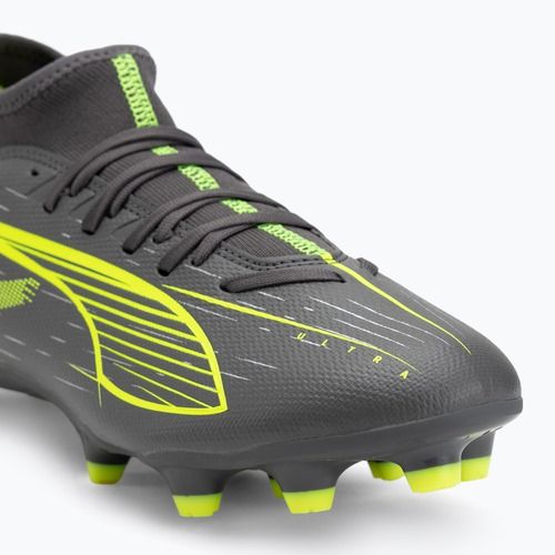 Кросівки футбольні чоловічі PUMA Ultra 5 Play+ FG/AG matte aged silver/yellow alert/puma aged silver