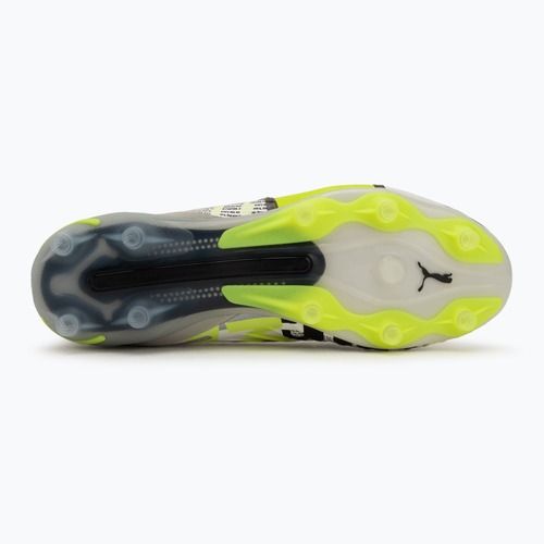 Кросівки футбольні чоловічі PUMA King Ultimate Forever FG/AG feather gray/electric lime/puma white/flat light gray