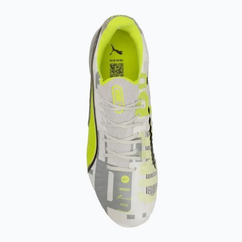 Кросівки футбольні чоловічі PUMA King Ultimate Forever FG/AG feather gray/electric lime/puma white/flat light gray