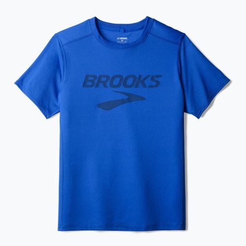 Чоловіча бігова сорочка Brooks Distance 3.0 нео синя з логотипом Brooks