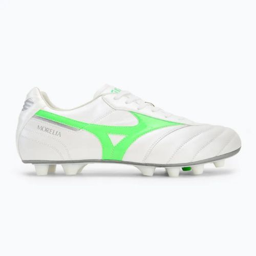 Кросівки футбольні чоловічі Mizuno Morelia II Elite Md white/neon green/galaxy silver