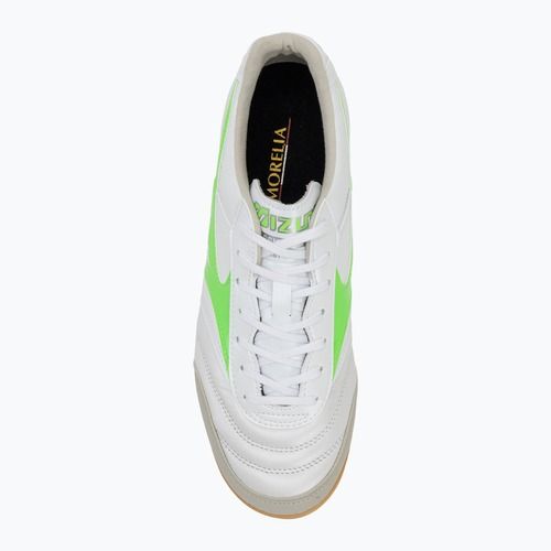 Кросівки футбольні чоловічі Mizuno Morelia Sala Elite IN white/neon green/galaxy silver