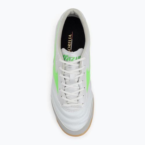 Кросівки футбольні чоловічі Mizuno Morelia Sala Pro IN white/neon green/galaxy silver