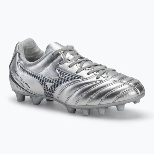 Кросівки футбольні дитячі Mizuno Monarcida Neo III Select Jr Md galaxy silver/8605 c/gold