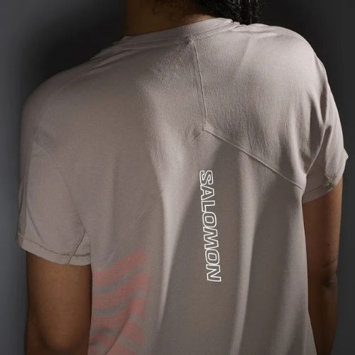 Футболка для бігу жіноча Salomon Sense Aero Tee GFX etherea/neon flame
