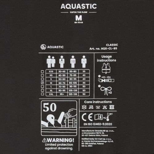 Жилет страхувальний AQUASTIC Classic 50N блакитний