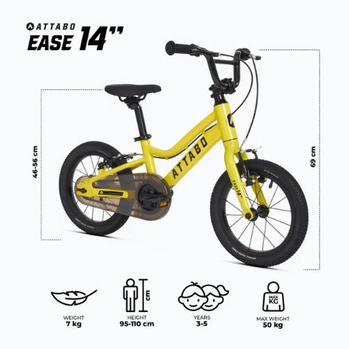 Дитячий велосипед ATTABO EASE 14" жовтий