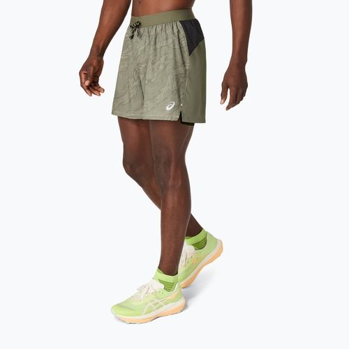 Шорти для бігу чоловічі ASICS Fujitrail All Over Print 5IN mantle green