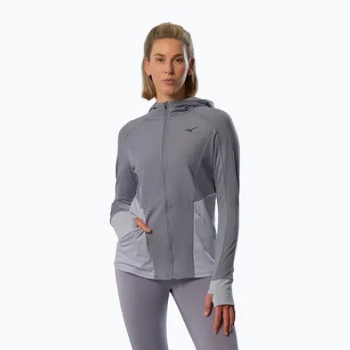Куртка для бігу жіноча Mizuno Active Warm Hybrid Full Zip Hooded quicksilver