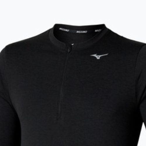 Лонгслів для бігу чоловічий Mizuno Core Impulse Half Zip Tee black