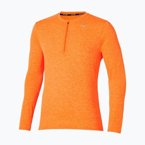 Лонгслів для бігу чоловічий Mizuno Core Impulse Half Zip Tee tangelo