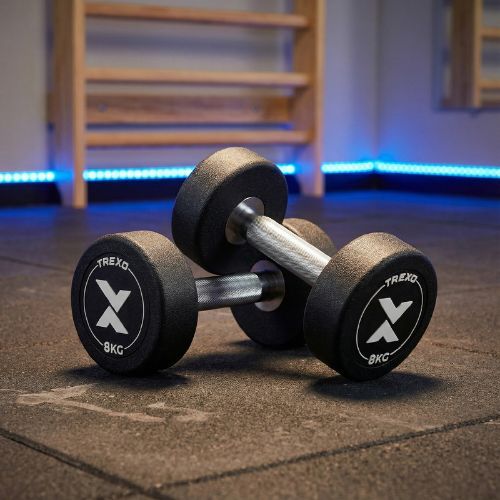 Гантель чавунний гумований XTREXO Pro 8 kg black