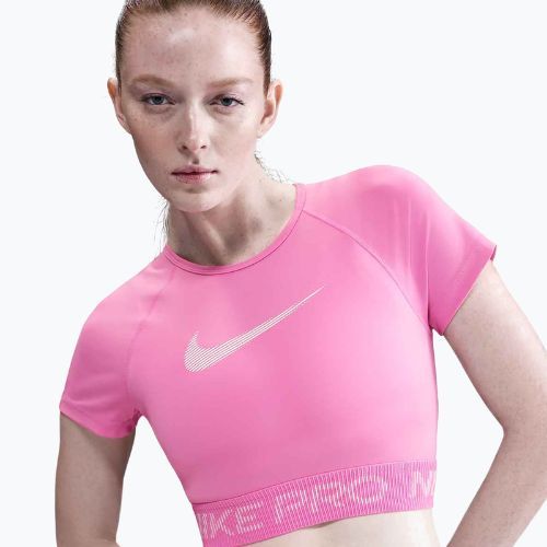 Топ для тренувань жіночий Nike Pro Dri-Fit Graphic Cropped playful pink/pink foam/white