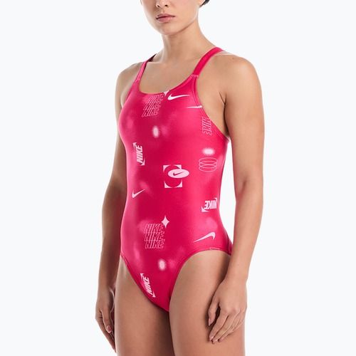 Купальник суцільний жіночий Nike Hydrastrong Fastback rush pink