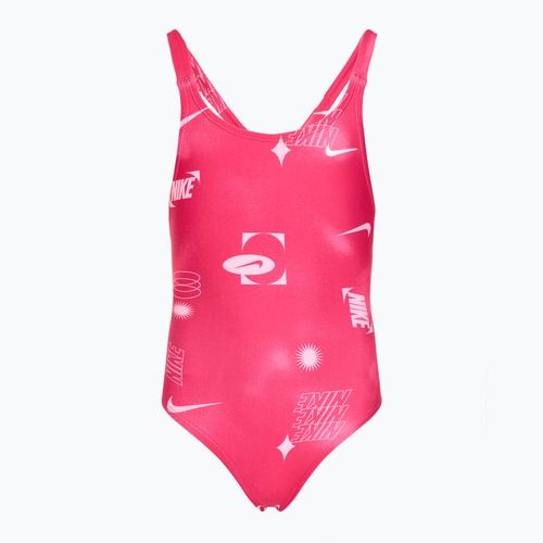Купальник суцільний дитячий Nike Hydrastrong Fastback rush pink