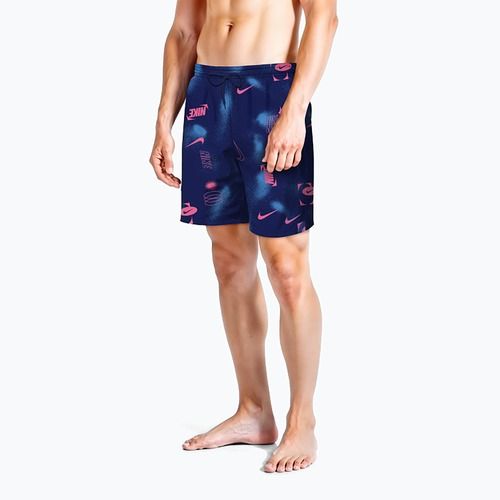 Шорти для плавання чоловічі Nike Multi Print 7" Volley midnight navy