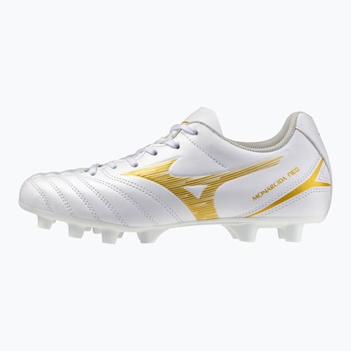 Кросівки футбольні дитячі Mizuno Monarcida Neo III Select FG white/mp gold