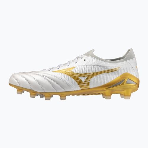 Кросівки футбольні Mizuno Morelia Neo IV Beta Elite FG white/mp gold/cool gray 3c