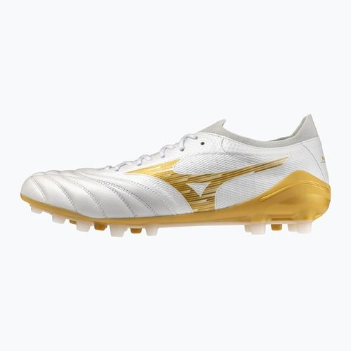 Кросівки футбольні Mizuno Morelia Neo IV Beta Elite AG white/mp gold/cool gray 3c