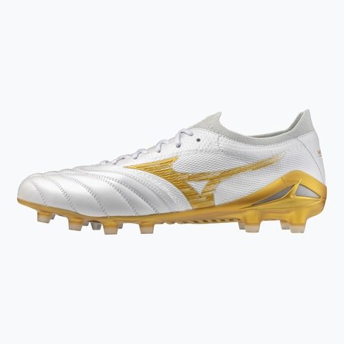 Кросівки футбольні Mizuno Morelia Neo IV Beta Japan FG white/mp gold/cool gray 3c