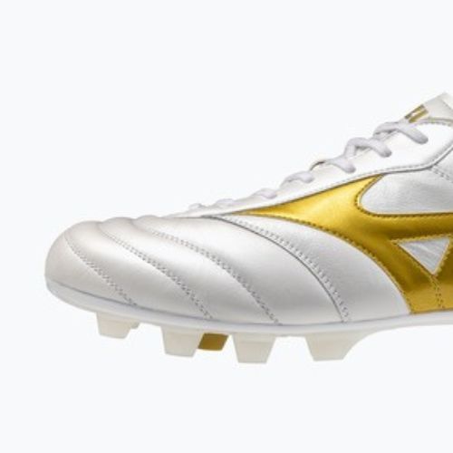 Кросівки футбольні Mizuno Morelia II Elite FG white/football gold/galaxy silver