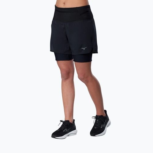 Шорти для бігу жіночі Mizuno Trail Multipocket 2in1 black