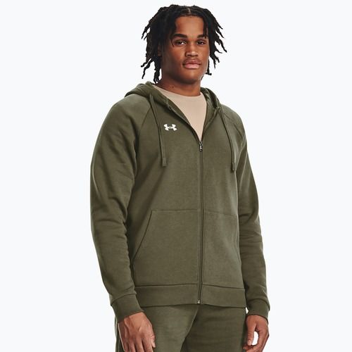 Кофта чоловіча Under Armour Rival Fleece FZ Hoodie marine dd green/white