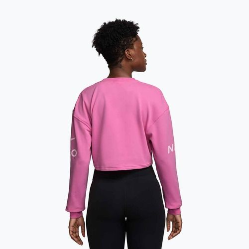 Кофта для тренувань жіноча Nike Pro Dri-Fit Loose Crew-Neck playful pink/pink foam/white