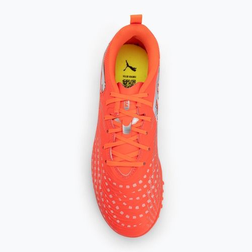 Кросівки футбольні дитячі PUMA Future 9 Play TT Jr glowing red/puma white/puma black/puma silver