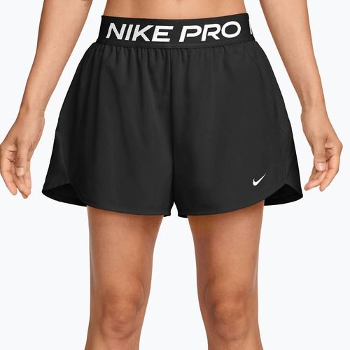 Шорти для тренувань жіночі Nike Pro Dri-Fit Mid-Rise Brief-Lined 3" black/white