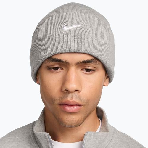 Шапка зимова Nike Peak Swoosh Beanie dark grey heather/white