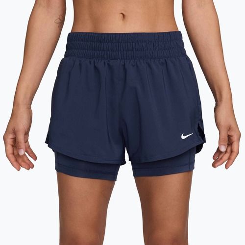 Шорти для бігу жіночі Nike One Dri-FIT 2IN1 midnight navy/white