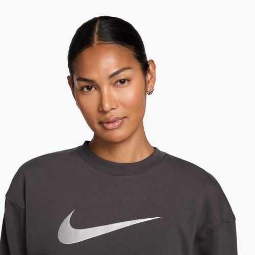 Кофта для тренувань жіноча Nike Pro Dri-Fit Crew Neck thunder grey/metallic silver/white