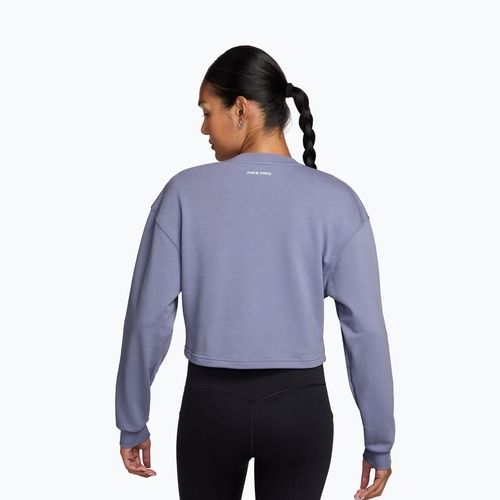 Кофта для тренувань жіноча Nike Pro Dri-Fit Crew Neck iron purple/metallic silver/white