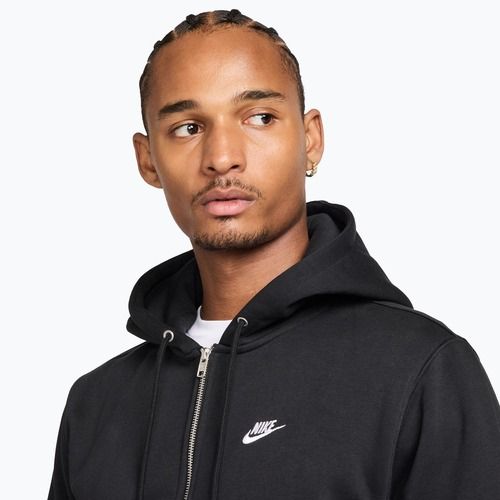 Кофта чоловіча Nike Club Full Zip Hoodie black/black/white