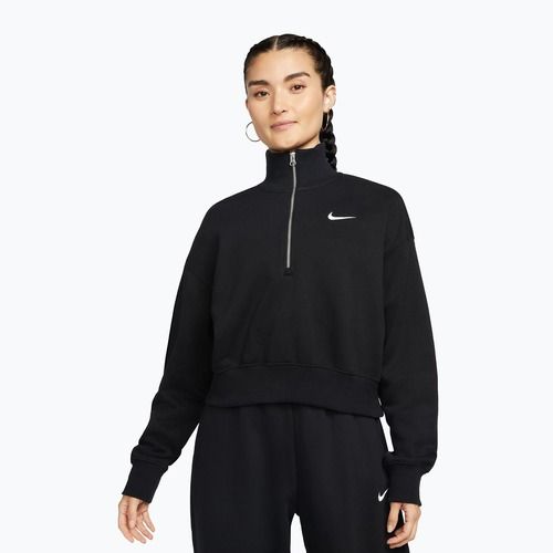 Кофта жіноча Nike Sportswear Phoenix Fleece 1/2 Zip Cropped black/sail