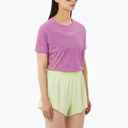 Футболка для бігу жіноча Salomon Sense Aero SS Tee GFX iris orchid/acid lime