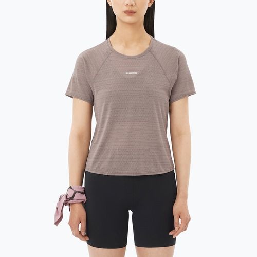 Футболка для бігу жіноча Salomon Shakeout Air Cropp iron